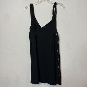 TopShop Tilda Black Button Mini Slip Dress Viscose Blend Brown Buttons- Size 8